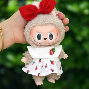 Cute Strawberry Dress and red bow - doll not included